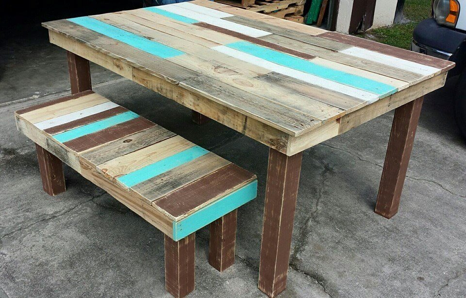 Pallet Dining Table and Bench Set | Pallet Furniture DIY